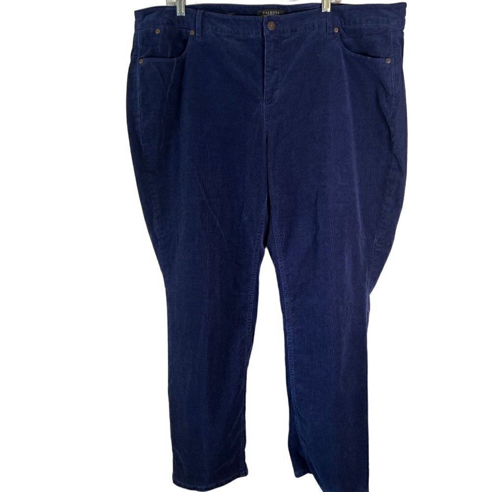 Talbots Women's Navy Flawless 5 Pocket Corduroy Straight Pants Petite Size 22WP
